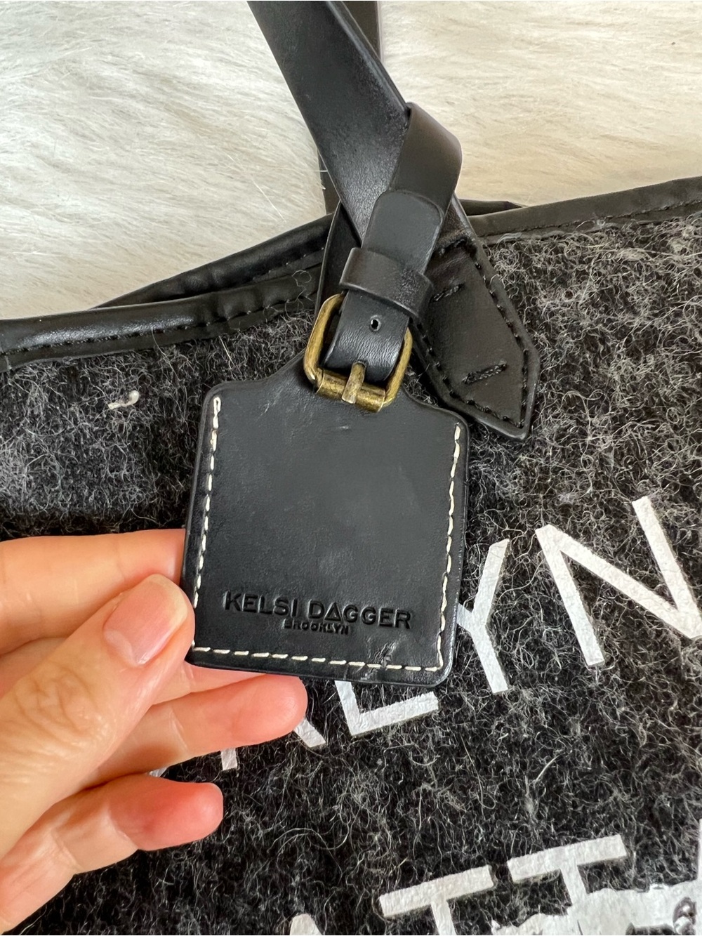 Kelsi Dagger Brooklyn Wool Felt Tote Bag in Charcoal Gray - Picture 4 of 12